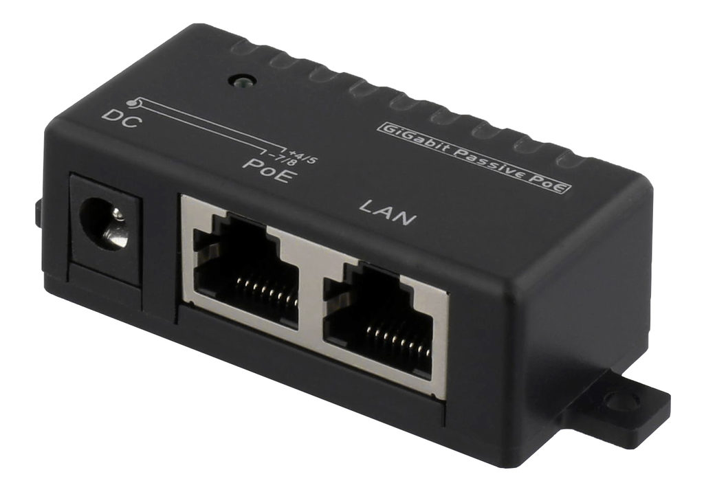 DELTACO PoE Gigabit injektor för PoE/PoE+, 1000Mbps, 48W, svart