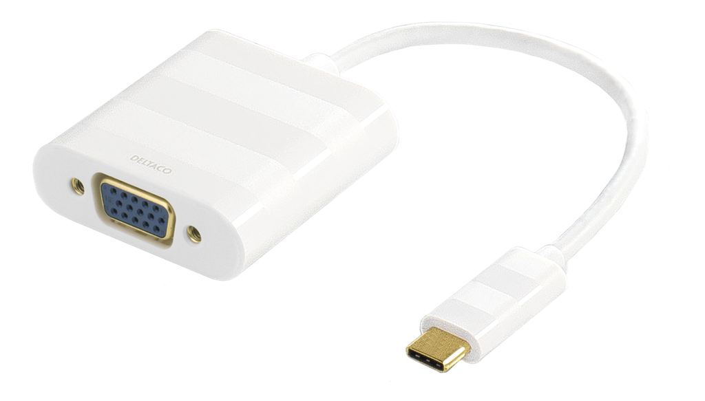 DELTACO USB 3.1 till VGA adapter, Typ C ha - VGA ho, 1080p, vit