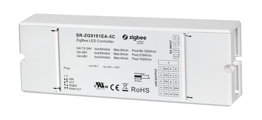 RGBW Controller 5 kanaler 12-48V - Dimbar - Constant Voltage