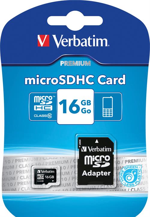 Verbatim microSDHC - 16GB - Class 10 ink adapter