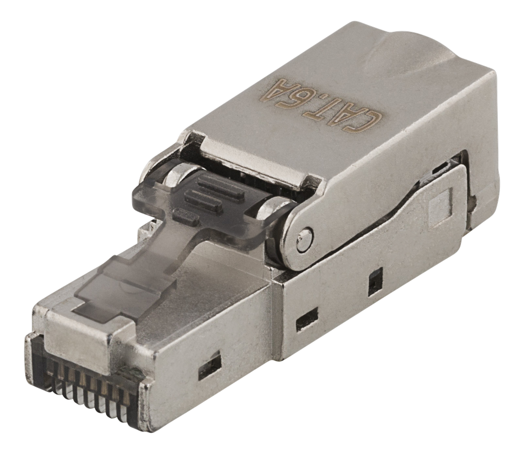DELTACO RJ45 kontaktdon Cat6A, skärmad, verktygsfri, metall