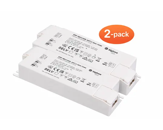 2-pack NFC Dimbart 36W LED-Drivdon Zigbee 3.0 – Konstantström 350–1050mA