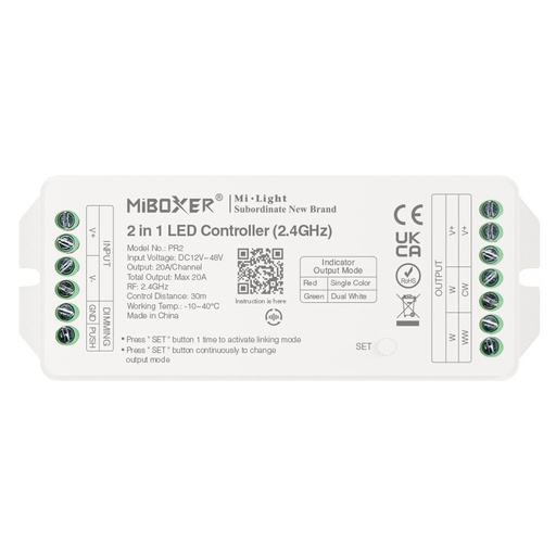 [185495] Mi-Light PR2 2 in 1 LED kontroller Max 20A (2.4GHz + PUSH)