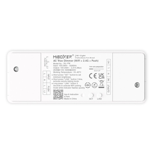 [185365] Mi-Light TRI-PW 500W AC Triac Dimmer (WiFi + 2.4GHz + Push)
