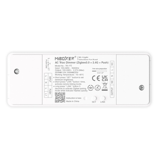 [185372] Mi-Light TRI-PZ 500W AC Triac-dimmer (Zigbee 3.0 + 2.4GHz + Push)