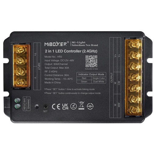 [185297] Mi-Light HR2 2 i 1 LED Kontroller Max 30A (2,4GHz + Push)