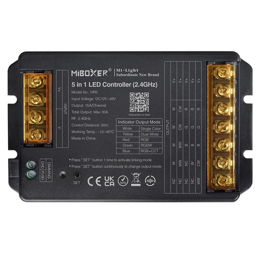 [185303] Mi-Light HR5 5 in 1 LED kontroller Max 30A (2.4GHz + Push + DMX512)