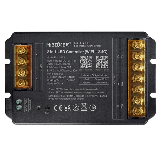 [185310] Mi-Light HW2 2 in 1 LED Kontroller Max 30A (WiFi + 2.4G + Push)