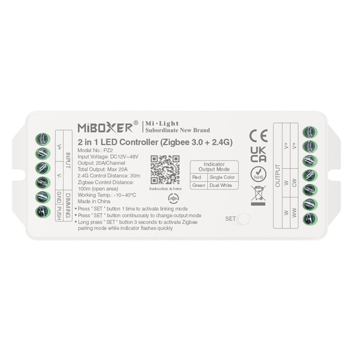 [185563] Mi-Light PZ2 2 in 1 LED kontroller Max 20A (Zigbee 3.0 + 2.4G + Push)