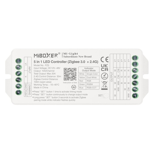 [185570] Mi-Light PZ5 5 in 1 LED kontroller Max 20A (Zigbee 3.0 + 2.4G + Push + DMX512)