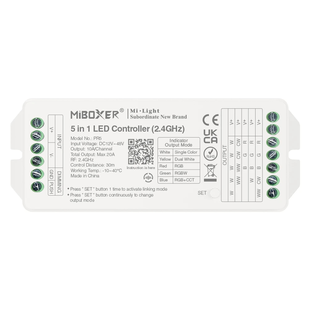 Mi-Light PR5 5 i 1 LED kontroller max 20A (2,4GHz, DMX512)