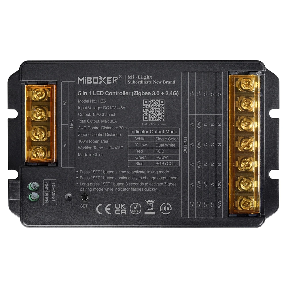 [185983] Mi-Light HZ5 5-i-1 LED-kontroller 30A (Zigbee 3.0+2.4G)