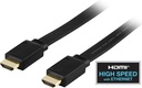 Platt HDMI kabel 2m, HDMI High Speed with Ethernet, 4K, svart