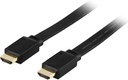 Platt HDMI kabel 10m, HDMI High Speed with Ethernet, svart