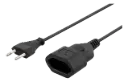 Ojordad apparatkabel 1m, CEE 7/16 till IEC 60906-1, svart