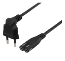 Ojordad apparatkabel 3m, vinklad CEE 7/16, IEC60320 C7, svart