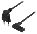 Ojordad apparatkabel 3m, CEE 7/16 - IEC 60320 C7, svart