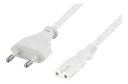 Ojordad apparatkabel 1m, CEE 7/16 till IEC 60320 C7, vit