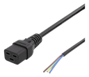 Kabel 2m, C19 - öppen ände, svart