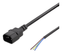 Kabel 2m, C14 - öppen ände, IEC C14, 10A, svart