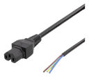 Kabel 2m, C15 - öppen ände, 2m, IEC C15, 10A, svart