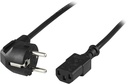 Apparatkabel 10m, vinklad CEE 7/7 - rak IEC C13, svart