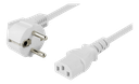 Apparatkabel 10m, vinklad CEE 7/7 till IEC 60320 C13, vit