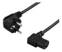 Apparatkabel 10m, vinklad CEE 7/7 till vinklad IEC 60320 C13, svart