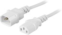 Förlängningskabel 3m, rak IEC C13 - rak IEC C14, vit