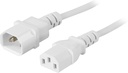 Förlängningskabel 2m, rak IEC C13 - rak IEC C14, vit