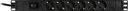 Grenuttag 3m, 6xCEE 7/4, 1xCEE 7/7, brytare, svart