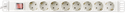 Grenuttag 3m, 8xCEE 7/4, 1xCEE 7/7, brytare, vit