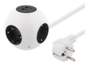 Kulformat grenuttag 1,4m, 2xUSB-A 5V 2,1A, 4xCEE 7/4, 1xCEE 7/7, vit