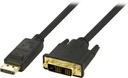 DisplayPort till DVI kabel 1m, 20-pin ha - ha, svart