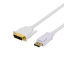 DisplayPort till DVI kabel 2m, 20-pin ha - ha, vit