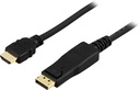 DisplayPort till HDMI kabel 5m, 20-pin ha - ha, svart