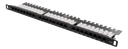 DELTACO UTP Patchpanel 24xRJ45, Cat6, 0,5U, 19", kabelstöd, svart