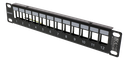DELTACO 10" Keystone patchpanel, 12 portar, 1U, metall, svart