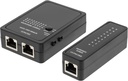 DELTACO kabeltester för RJ45/RJ12 & BNC, 2 delad, svart