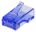 DELTACO RJ45 kontaktdon, Cat6, UTP, 20-pack, transparent, blå