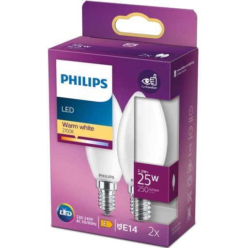 [9290013452A] 2-pack LED E14 Kron 25W Frost 250lm
