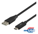 USB-C till USB-A kabel, 1m, 3A, USB 2.0, svart