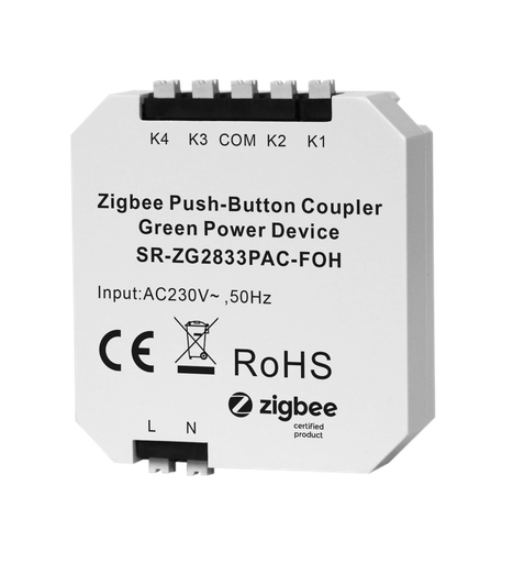 [SR-ZG2833PAC-FSOH] Inbyggnadsknapp 4 kanaler - Zigbee Push-button Coupler 