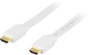 Platt HDMI kabel 5m, HDMI High Speed with Ethernet, 4K, vit