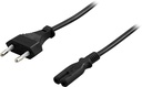 Ojordad apparatkabel 1m, rak CEE 7/16 - rak IEC C7