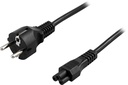 Jordad apparatkabel 0,2m, rak CEE 7/7 - rak IEC C5, svart