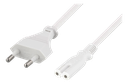 Ojordad apparatkabel 3m, CEE 7/16 till IEC 60320 C7, vit