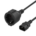Apparatadapter 1m, IEC C14 hane till CEE 7/4 (Schuko) hona, svart