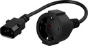 Apparatadapter 0,5m, IEC C14 hane till CEE 7/4 (Schuko) hona, svart