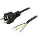 Apparatkabel 2m, jord, rak CEE 7/7 - öppen ände, 10 A / 250 V, svart